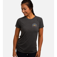 Women's Bamboo Crew Tee - Sunset Rainbow - Charcoal Heather - XS