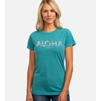 Bamboo Crew Tee - Aloha Shadow - Tropical Teal - XS