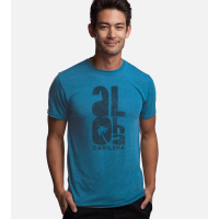 Bamboo Crew Tee - Brushed Aloha - Caribbean Blue - L