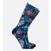 Women's Bamboo Printed Trouser Socks - Foliage Navy - S/M