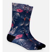 Bamboo Printed Trouser Socks - Slate Hibiscus - Small