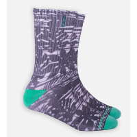 Bamboo Printed Crew Socks - Gray Striped Foliage - S