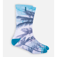 Bamboo Printed Crew Socks - Teal Palms - L