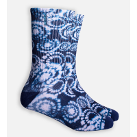 Bamboo Printed Crew Socks - Navy Tie Dye - M