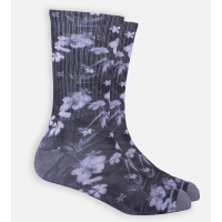 Bamboo Printed Crew Socks - Gray Floral - S