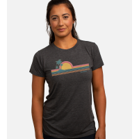 Women's Bamboo Crew Tee - 3 Palm Sunset - Charcoal Heather - XS