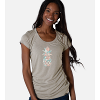 Bamboo Scoop Tee - Pineapple Silhouette - Gray Heather - XS