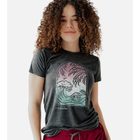 Women's Bamboo Crew Tee - Sea Dreams - Charcoal Heather - XS