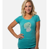 Bamboo Scoop Tee - Single Hibiscus - Tropical Teal - XS