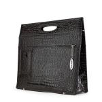 Ladies Briefcase - Black Faux-Croc