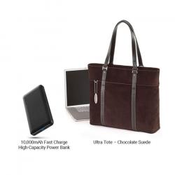 Bundle Offer - Ultra Tote - Chocolate Suede and 10,000mAh Fast Charge High-Capacity Power Bank