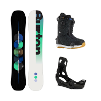 Burton Custom Flying V Mens Snowboard + Swath Step On Boots + Step On Mens Re:flex Snowboard Bindings Mens Package 2025
