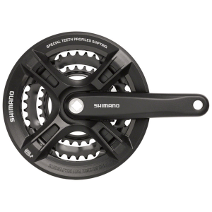 Shimano Altus FC-M311 Crankset - 175mm 7/8-Speed 48/38/28t Riveted Square Taper JIS Spindle Interface BLK