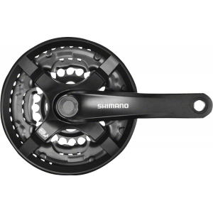 Shimano Tourney FC-TY501 Crankset - 170mm 6/7/8-Speed 48/38/28t Riveted Square Taper JIS Spindle Interface BLK