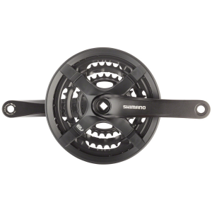 Shimano Tourney FC-TY501 Crankset - 175mm 6/7/8-Speed 48/38/28t Riveted Square Taper JIS Spindle Interface BLK