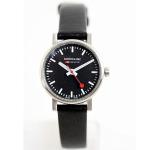 Mondaine Women s Evo Black Leather Analog Watch