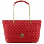 Love Moschino Women's Quilted Nappa Leather Tote Handbag - Red - 10.5H x 14.5L x 5.5D