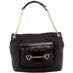 Love Moschino Women's Large Quilted Fabric Satchel Handbag - Black - 11H x 14L x 5D Inch