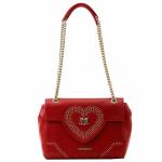 Love Moschino Women's Heart & Chain Flap Over Satchel Handbag  - Red
