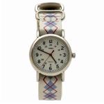 Timex Weekender Women s T2N918 White Blue Leather Analog Watch