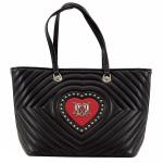 Love Moschino Women's Studded Heart Leather Tote Handbag - Red - 11.5H x 13.5L x 6D
