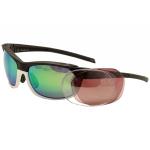 Smith Optics Pivlock Overdrive Wrap Sunglasses w/Extra Replacment Lenses - Black/White/Green Mir w/ Extra Clear & Rose Lenses - Lens 64 Bridge 17 Temple 128mm