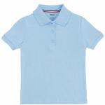 French Toast Girl's Short Sleeve Interlock Uniform Polo Shirt - Blue - X Large