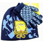 Spongebob Squarepants Boy's Knit Beanie Hat & Glove Set Sz. 4 7 - Navy - 4 7
