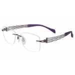 Charmant Line Art Eyeglasses XL2082 XL/2082 Titanium Rimless Optical Frame - Purple - Lens 52 Bridge 17 Temple 135mm