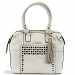 Guess Women's Check Mix VG453810 Large Box Satchel Handbag - White