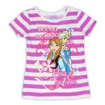 Disney Frozen Girl's Strong Bond Striped Glitter Short Sleeve T Shirt - Purple - 5