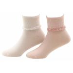 Stride Rite Toddler/Little/Big Girl 2 Pairs Glimmer Comfort Seam Fold Over Sock - White/Pink - 8 9.5 Fits Shoe 13 4 Big Kid