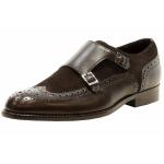 Hugo Boss Men's Brandeno Monk Strap Suede Leather Oxfords Shoes  - Brown - 13