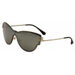 Versace Women's VE2172B VE/2172B Shield Sunglasses - Pale Gold/Black/Rhinestone/Grey   1252/6G - Lens 42 Temple 140mm