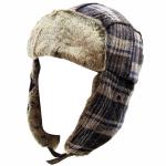 Woolrich Chenille Men's Faux Fur Plaid Earflaps Trapper Hat - Blue