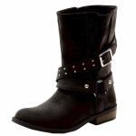 Jessica Simpson Girl's Callie Fashion Moto Boots Shoes - Black - 13   Little Kid