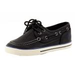 Nautica Boy's Spinnaker Canvas Pintuck Oxfords Boat Shoes - Black - 1   Little Kid