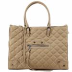 Steve Madden Women's BZinnia Carryall Quilted Tote Handbag - Brown - 12.5H x 16.5W x 5.5D