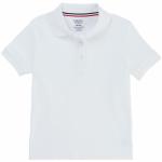 French Toast Girl's Short Sleeve Interlock Uniform Polo Shirt - White - XX Large