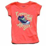 Converse Girl's All Star 1908 Chuck Taylor Short Sleeve T Shirt - Orange - 5