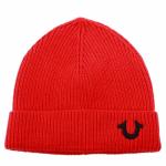 True Religion Men's Ribbed Knit Beanie Cap Hat - Red - One Size Fits Most