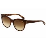 Tom Ford Women's Lily TF430 TF/430 Fashion Cateye Sunglasses - Dark Havana/Grey Gradient   56F - Medium Fit