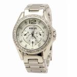 Fossil Women s Riley ES3202 Silver Stainless Steel Chronograph Watch