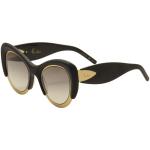 Pomellato Women's PM0010S PM/0010/S Cat Eye Fashion Sunglasses - Matte Black Gold/Grey Gradient    001  - Lens 48 Bridge 24 Temple 140mm