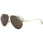 Alexander McQueen Edge AM0092S AM/0092/S 008 Gold/Teal Pilot Sunglasses 65mm - Gold Teal/Brown   008 - Lens 65 Bridge 10 Temple 140mm
