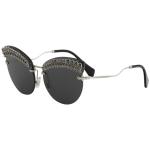 Miu Miu Women's SMU58T SMU/58T Fashion Cat Eye Sunglasses - Silver Gemstones/Grey   MPG/5S0 - Lens 65 Bridge 17 B 58.5 ED 81 Temple 145mm