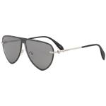 Alexander McQueen Iconic AM0157SA AM/0157/A 003 Silver Shield Sunglasses 99mm - Silver/Grey Silver Mirror   003 - Lens 99 Bridge 0 Temple 150mm (Asian Fit)