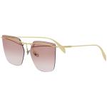 Alexander McQueen Women's Edge AM0144S AM/0144/S Gold Square Sunglasses 59mm - Gold/Red Gradient   001 - Lens 59 Bridge 16 Temple 145mm
