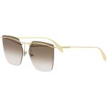 Alexander McQueen Women's Edge AM0144S AM/0144/S 001 Square Sunglasses 59mm - Gold/BrownGradient   001 - Lens 59 Bridge 16 Temple 145mm