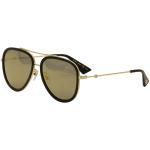 Gucci Women's GG0062S GG/0062/S Pilot Sunglasses - Gold Black/Gold Flash   001  - Lens 57 Bridge 17 Temple 140mm